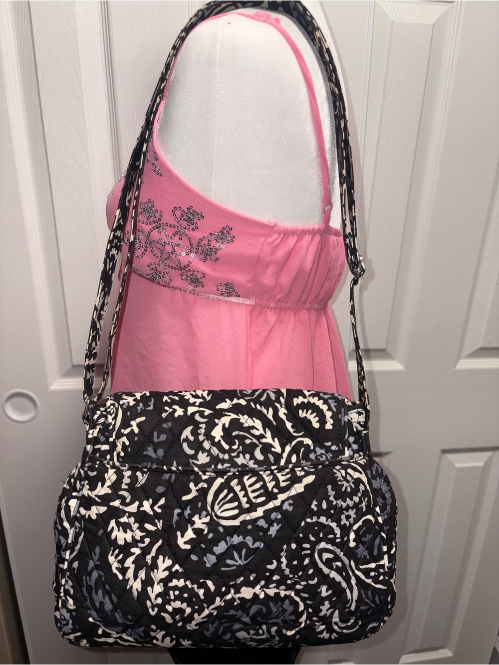 Vera Bradley Black & Cream Quilted Shoulder Bag
